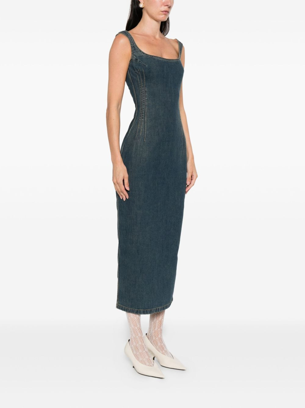 square-neck denim dress - 3