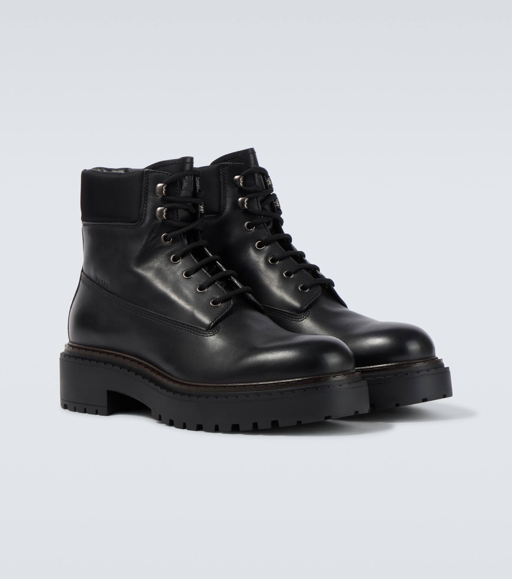 Leather and Re-Nylon ankle boots - 5