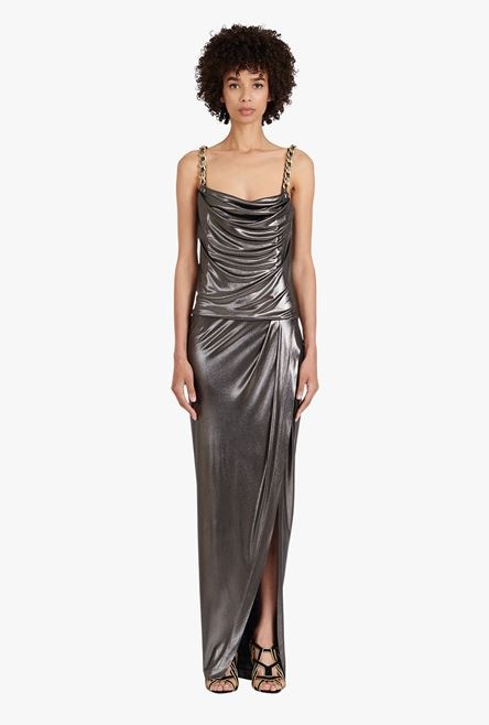 Long silver jersey dress - 4