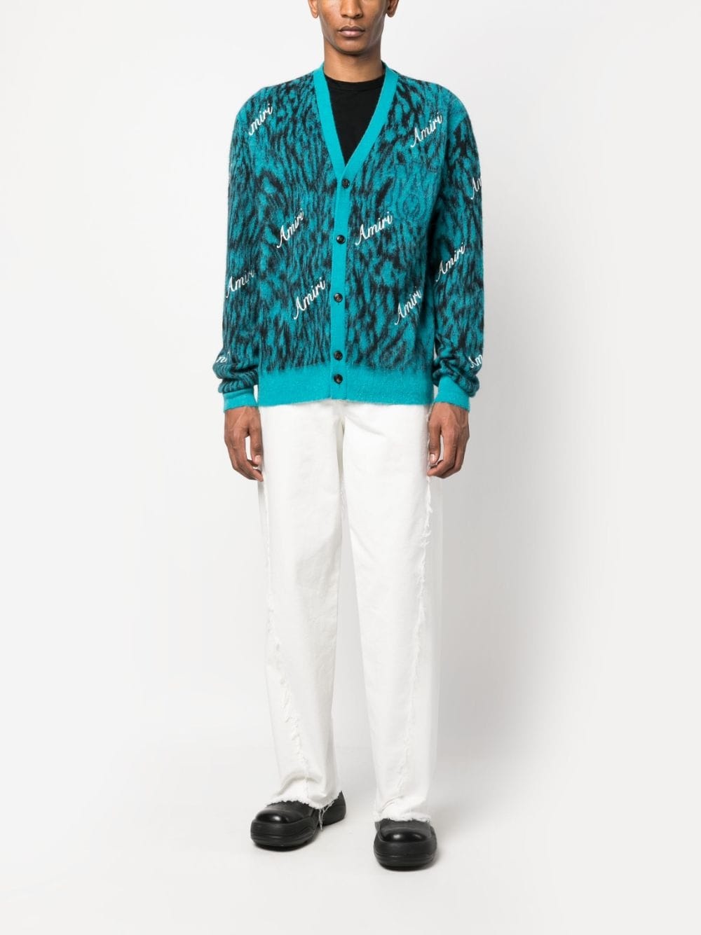logo-print knitted cardigan - 2