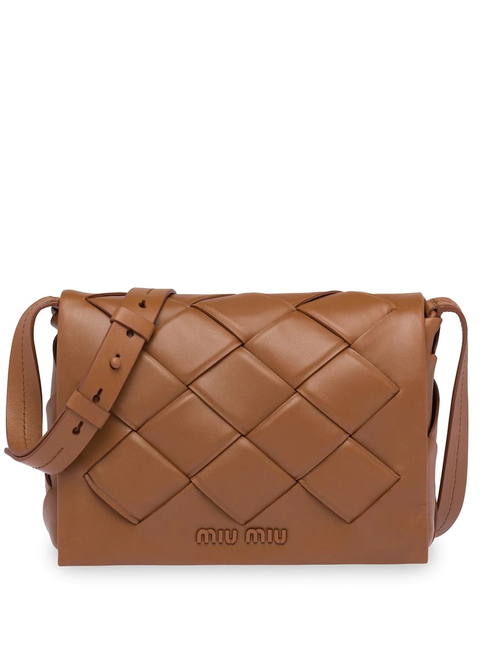 woven leather shoulder bag - 1