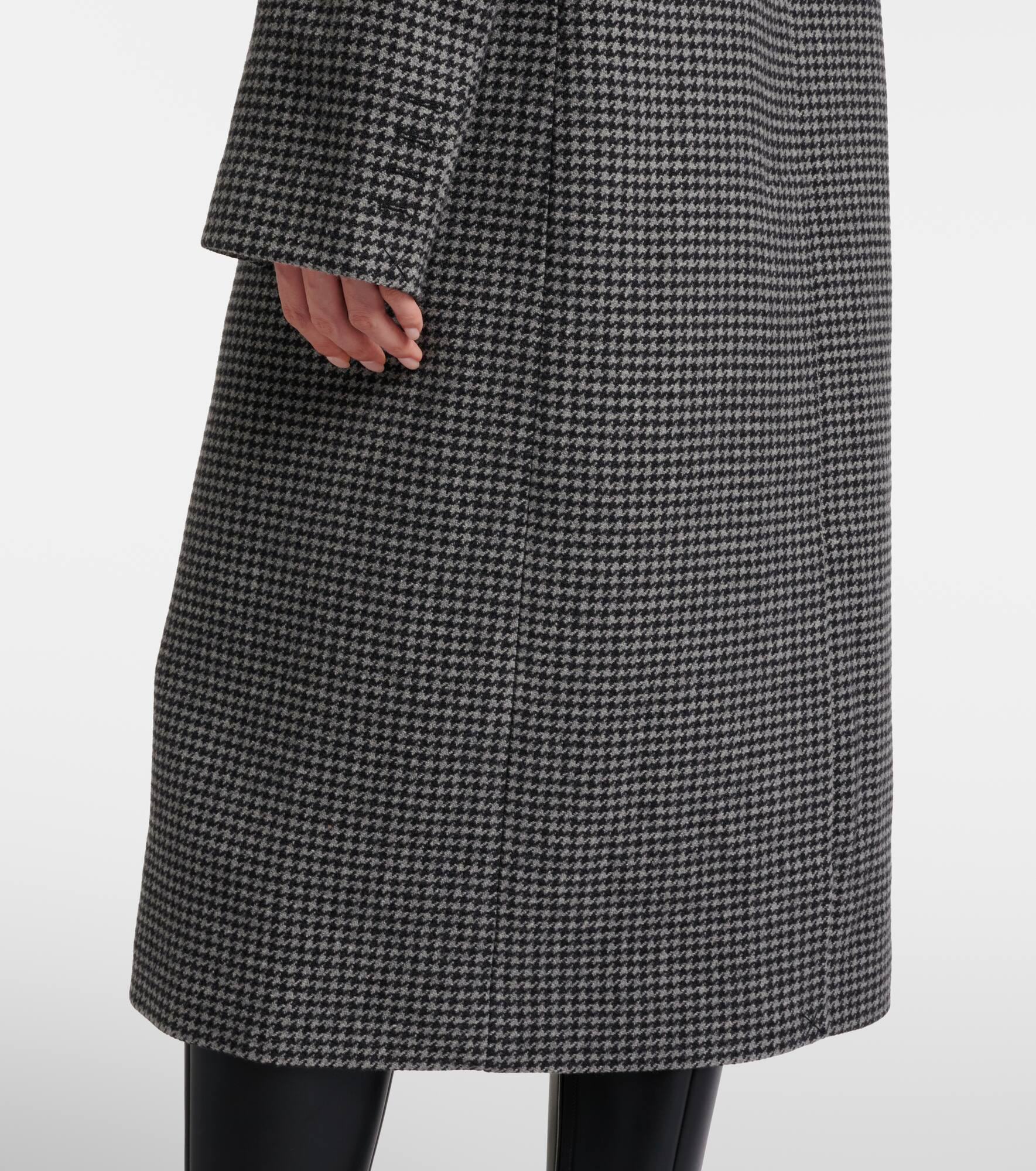 Houndstooth wool and cashmere coat - 6
