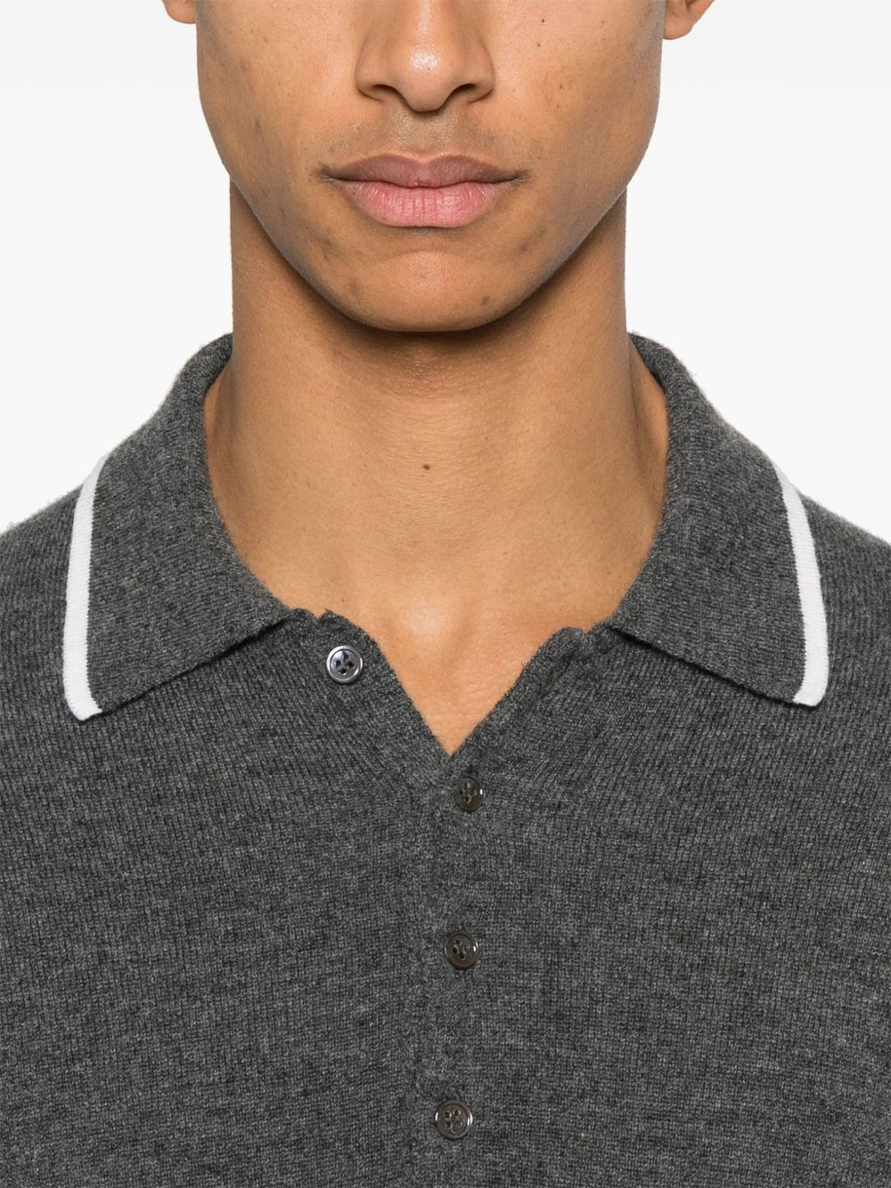 intarsia cashmere polo shirt - 4
