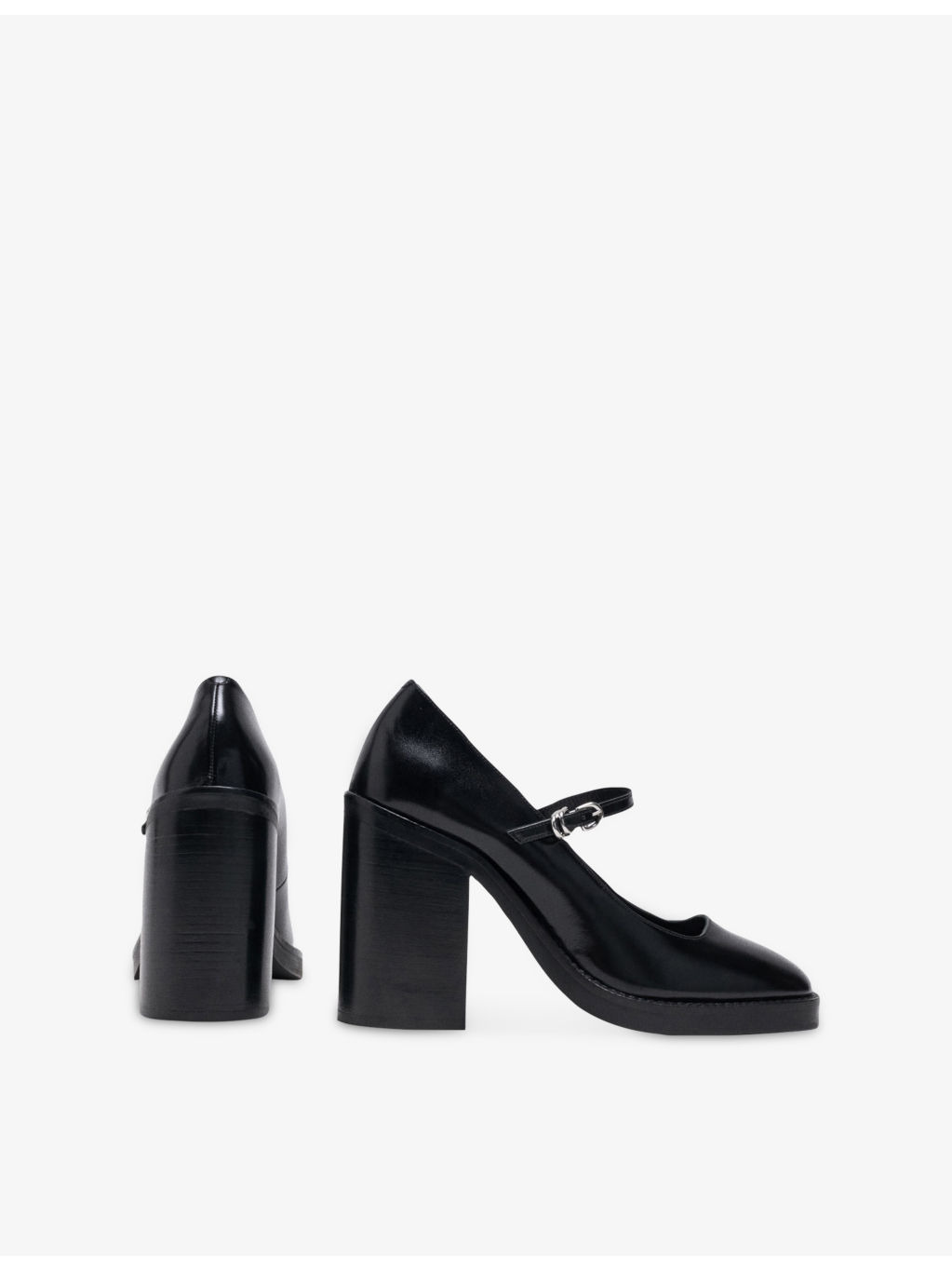 Heeled Leather Mary-Jane Pumps - 5