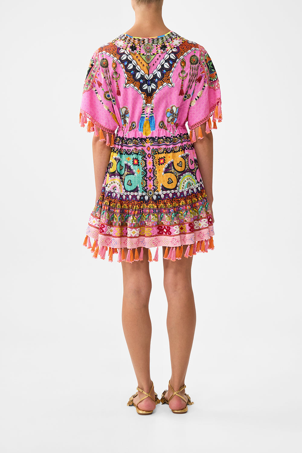 SHORT V NECK EMBROIDERED DRESS - 3