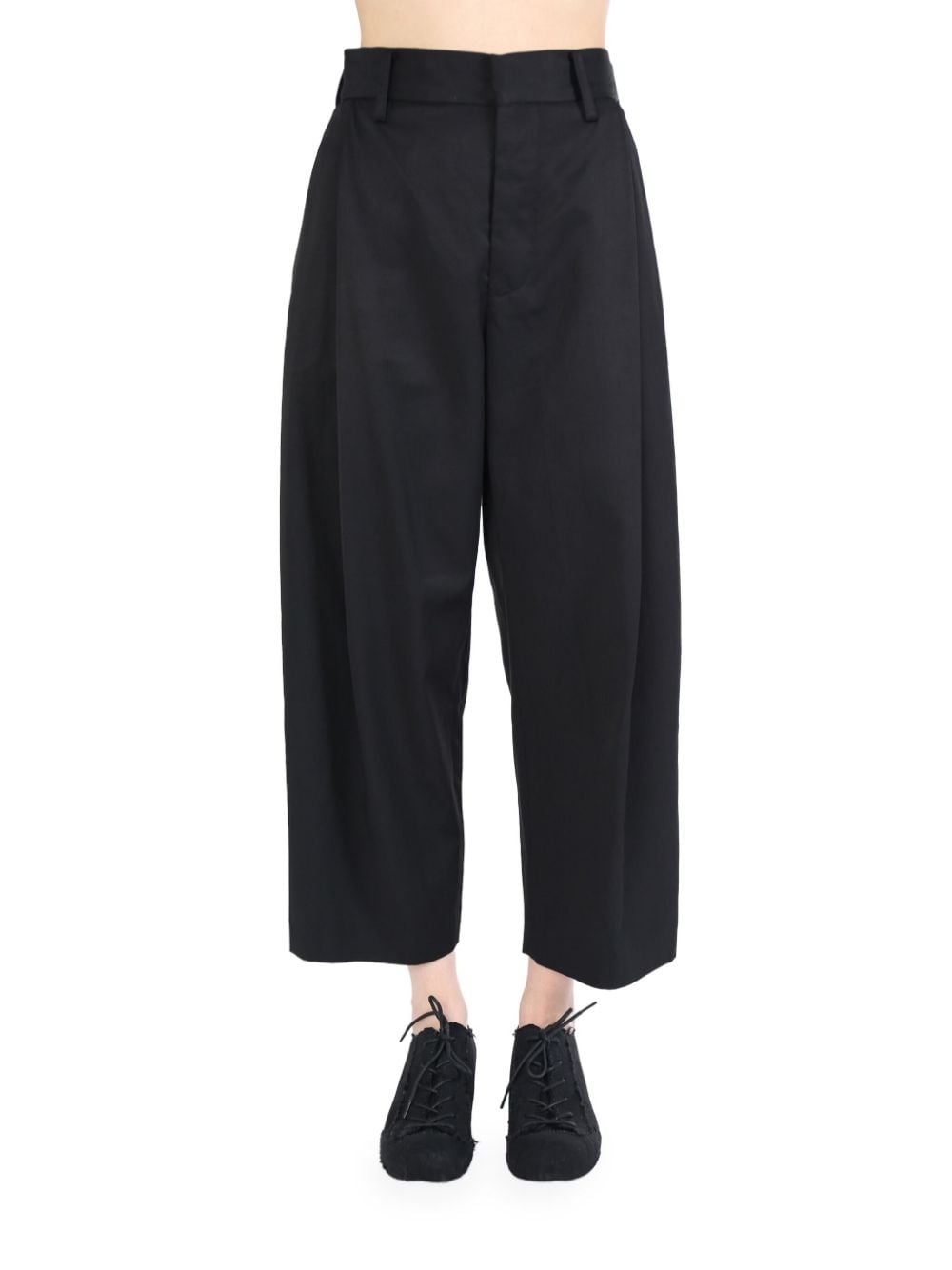 pleat-detailing cropped trousers - 1