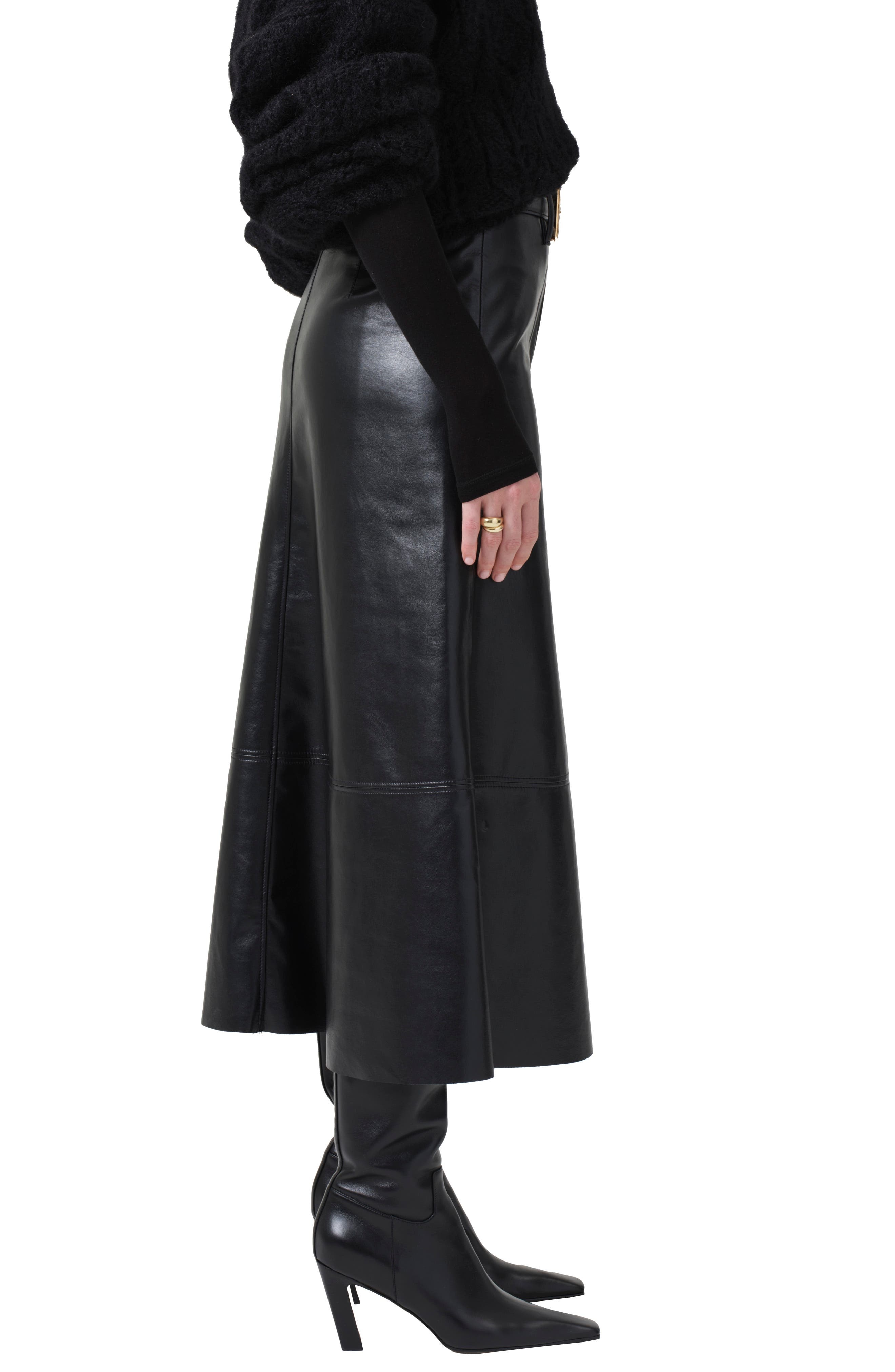 Citizens of Humanity Cassia Faux Leather Midi A-Line Skirt in Black at Nordstrom - 3