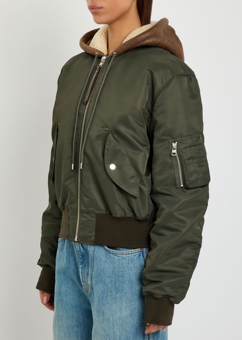JW Anderson JW Anderson Shearling and Leather-trim Hooded Shell Bomber Jacket outlook