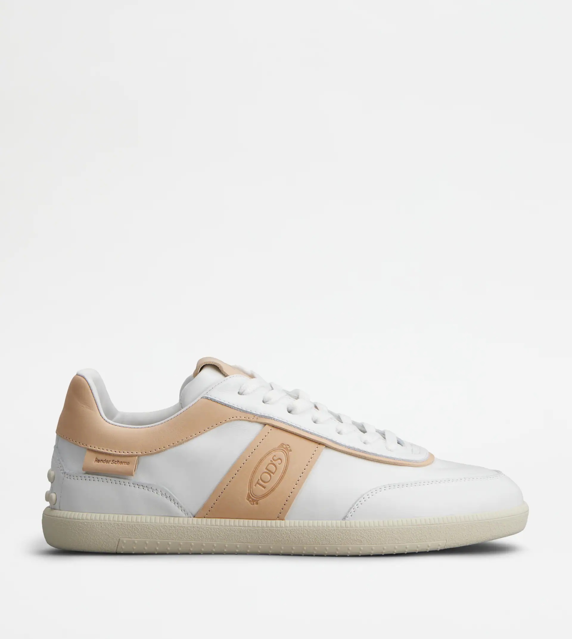 TOD'S TABS SNEAKERS IN LEATHER - WHITE, BEIGE - 1