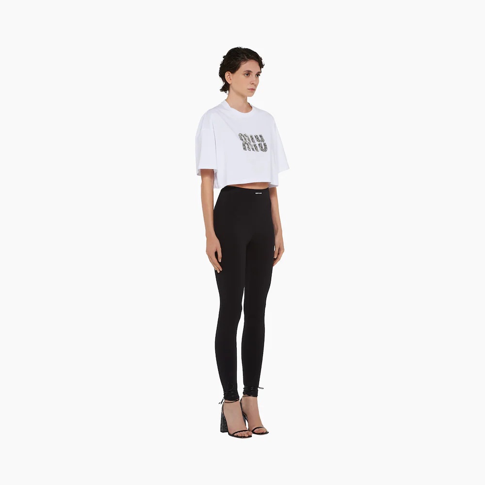 Miu Miu Embroidered cotton T-shirt | miumiu | REVERSIBLE