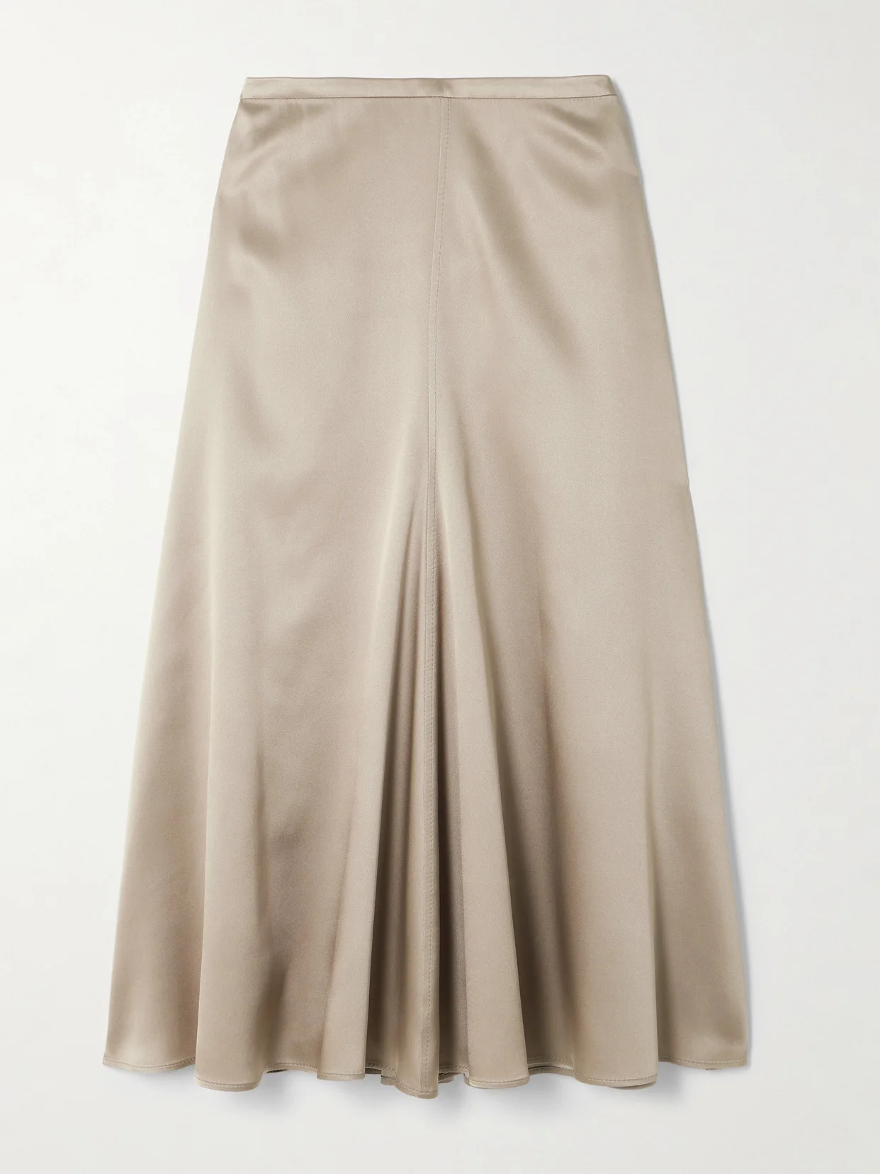 Gathered Silk-satin Midi Skirt - 1