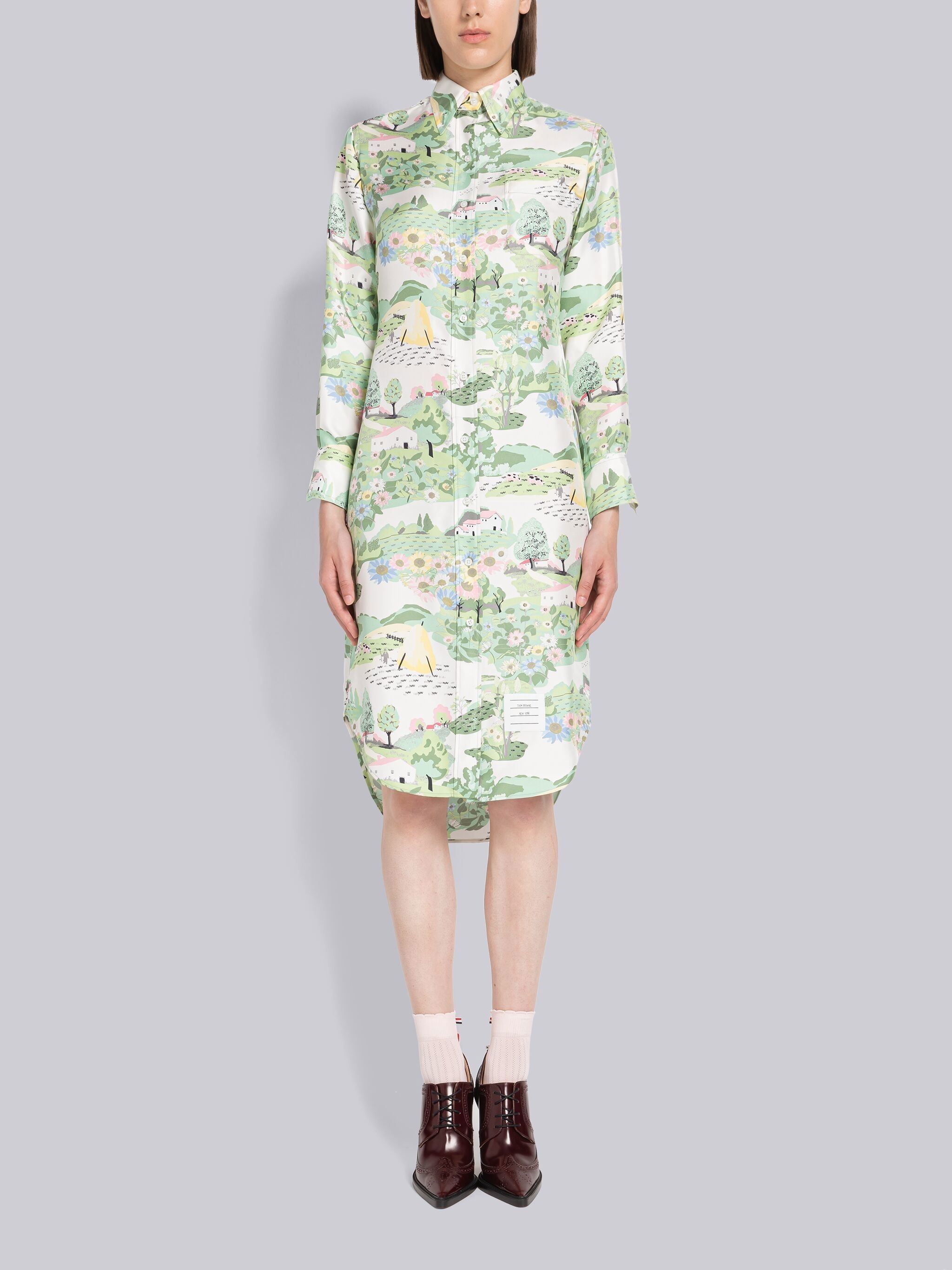 Scenic Silk Twill Shirtdress - 1