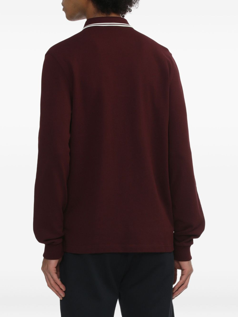 tipped-collar long-sleeve polo shirt - 4