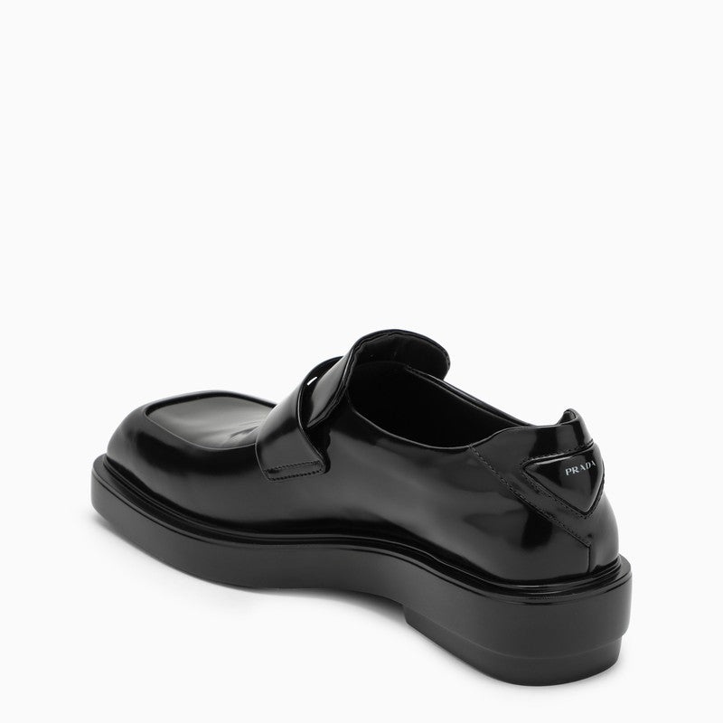 Prada Black Brushed Leather Loafers Women - 4