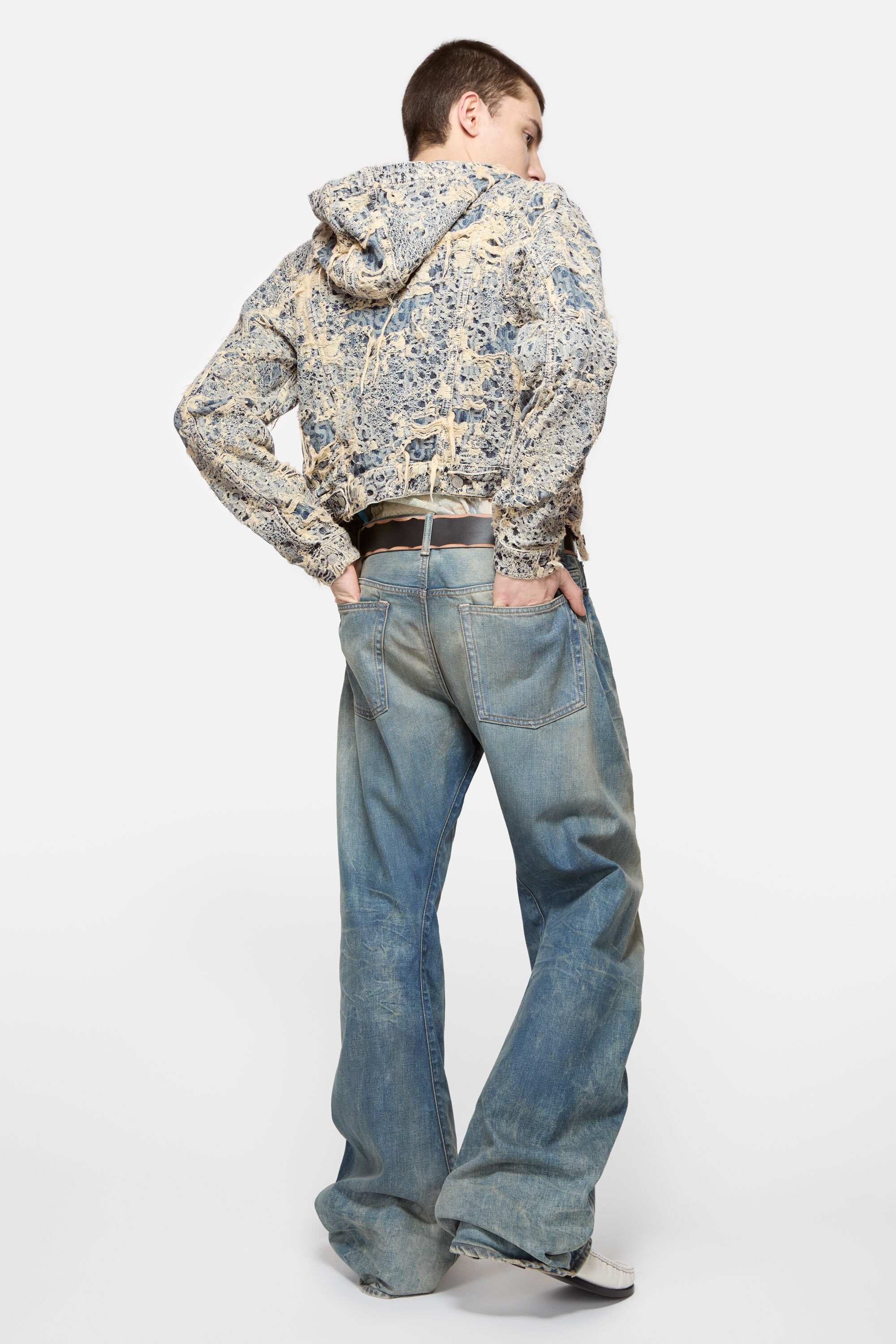 Denim jacket with hood - Mid Blue - 3