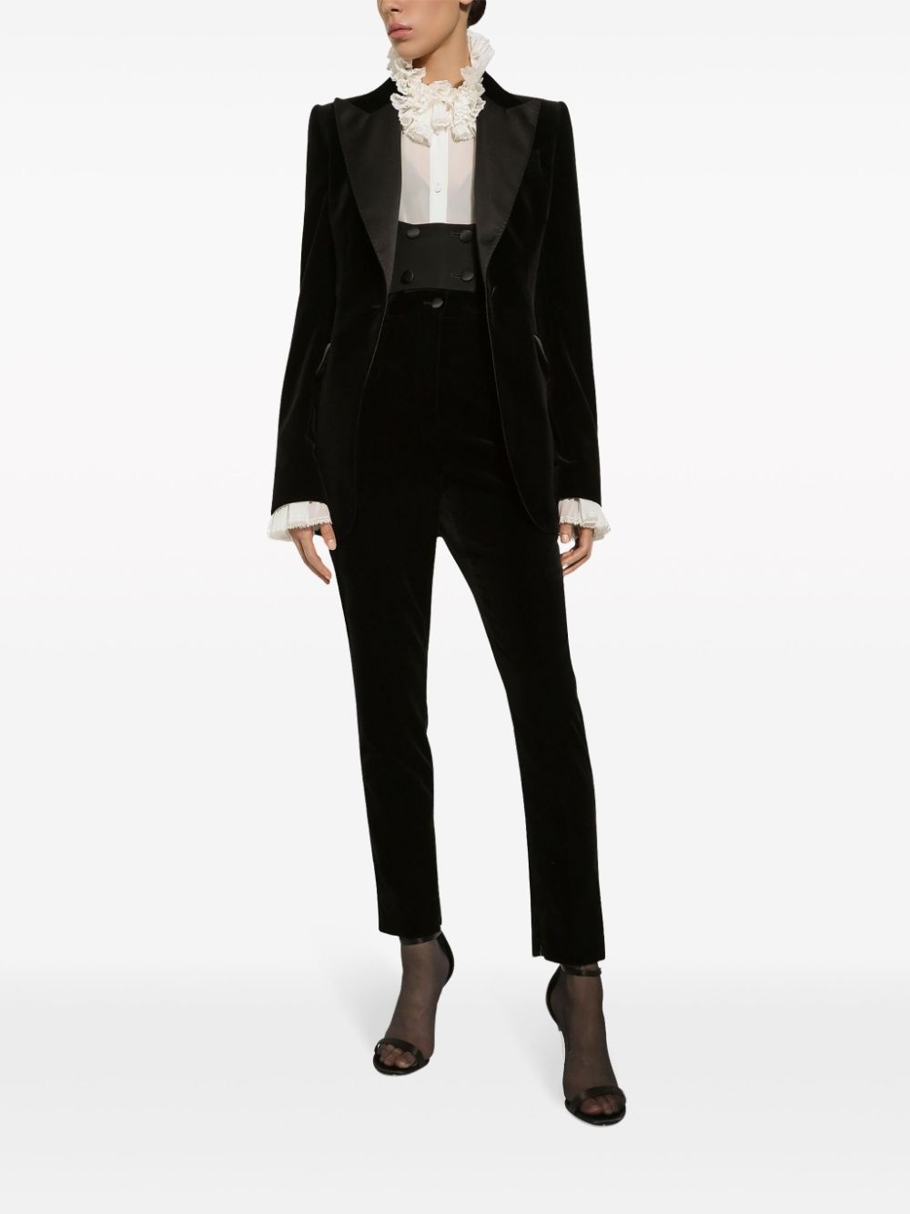 high-waisted velvet trousers - 2