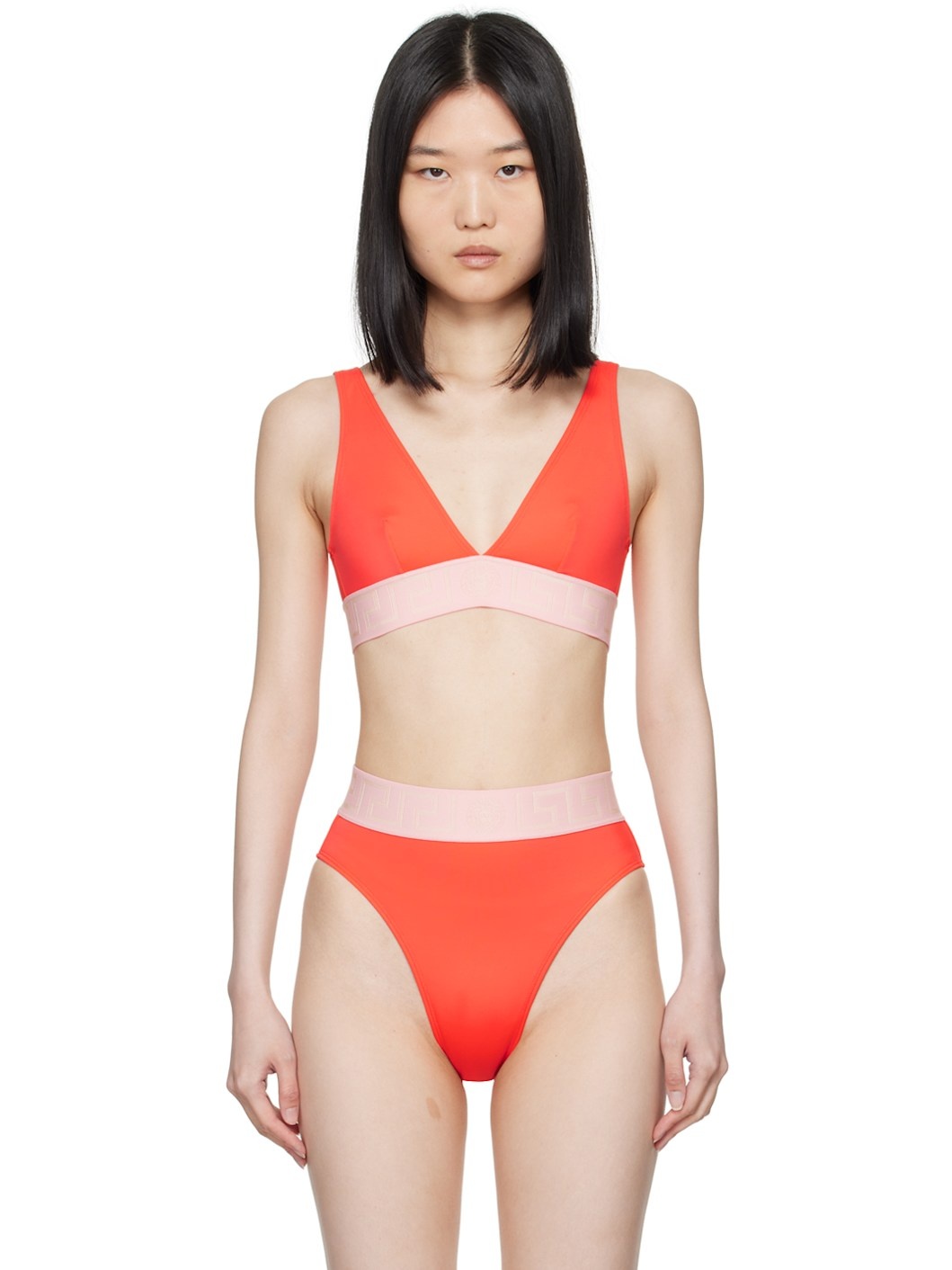 Orange Greca Border Bikini Top - 1