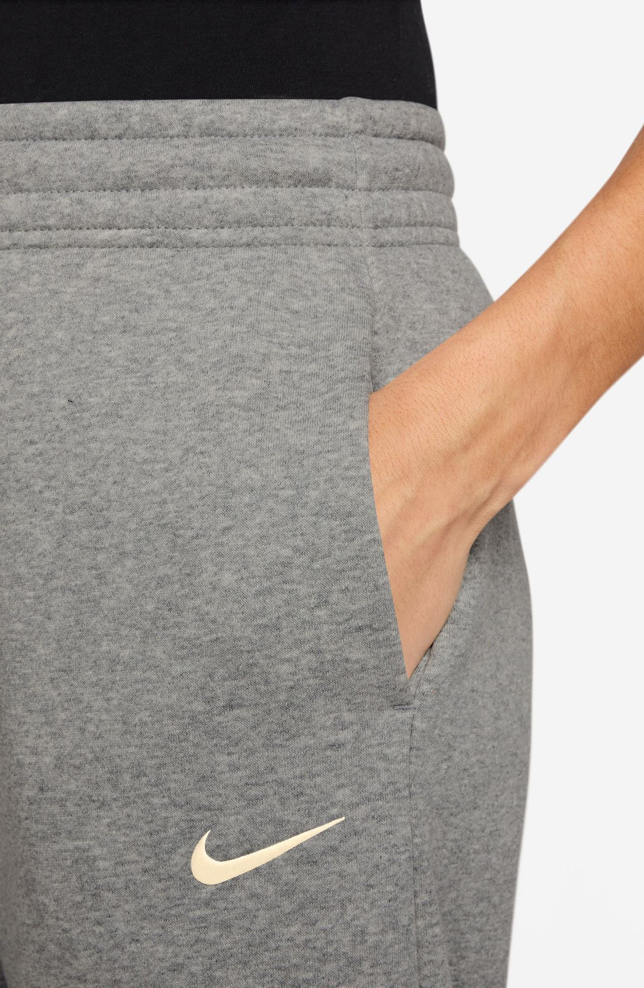 Nike Sportswear Phoenix High Waist Wide Leg Sweatpants in Dark Grey Heather/sail at Nordstrom - 3