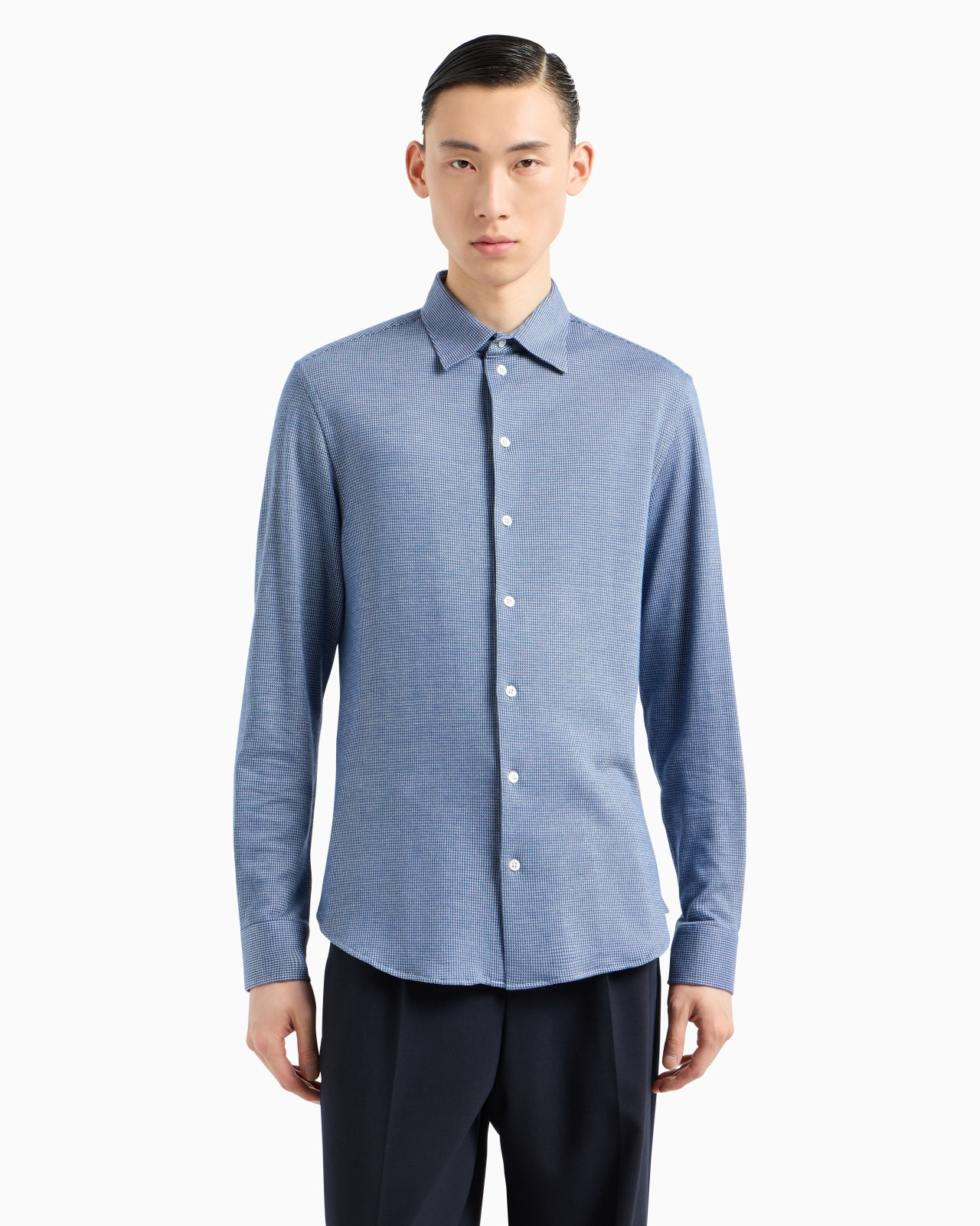 ASV houndstooth motif Lyocell blend armure jersey shirt - 2