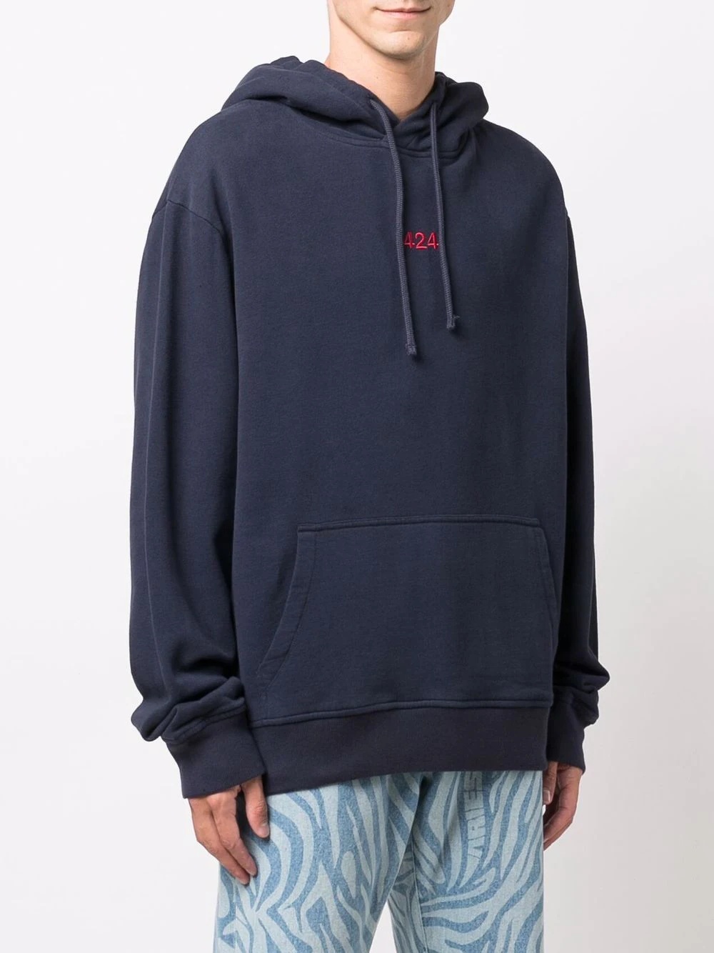 embroidered logo cotton hoodie - 3