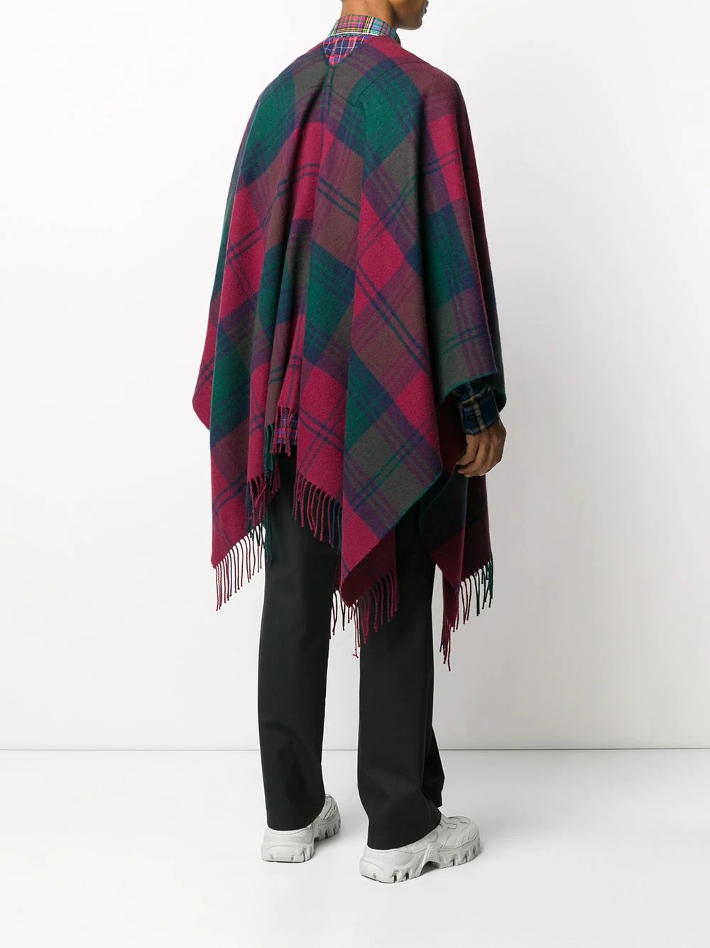 oversized plaid print poncho - 4