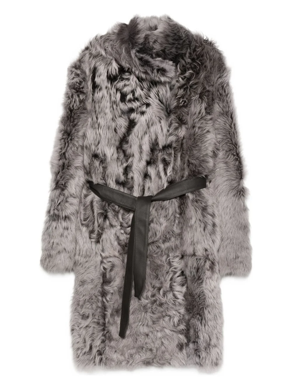 belted shearling coat - 1
