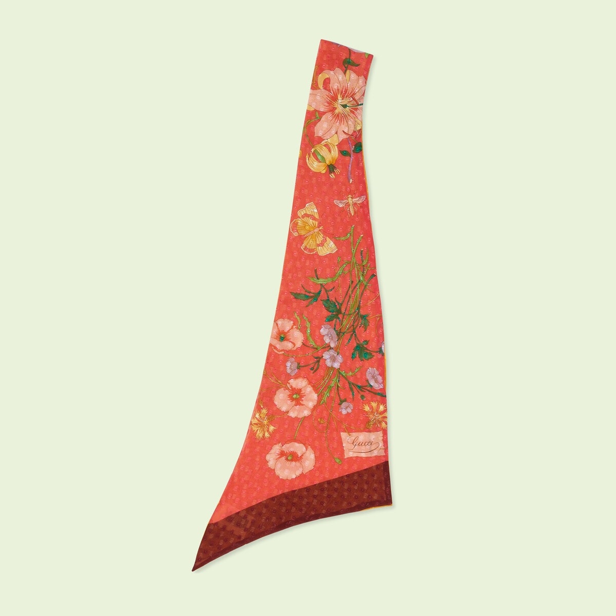 Flora print silk scarf - 1