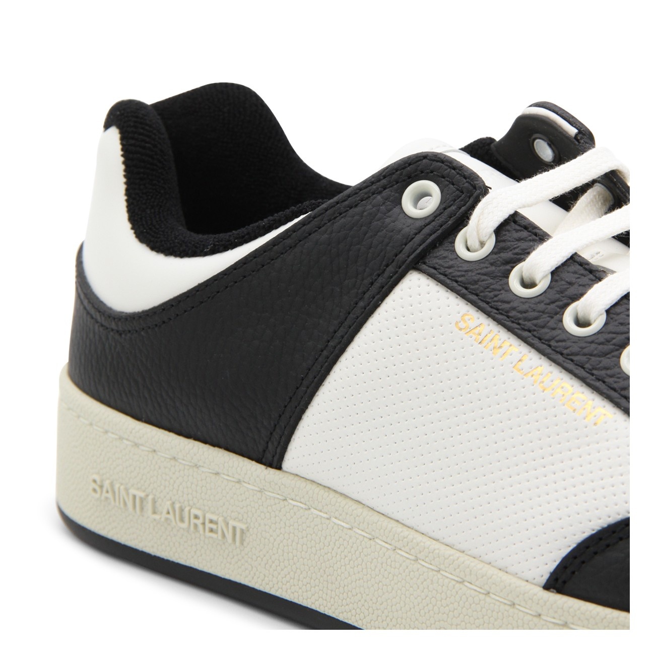 black and white leather sneakers - 4