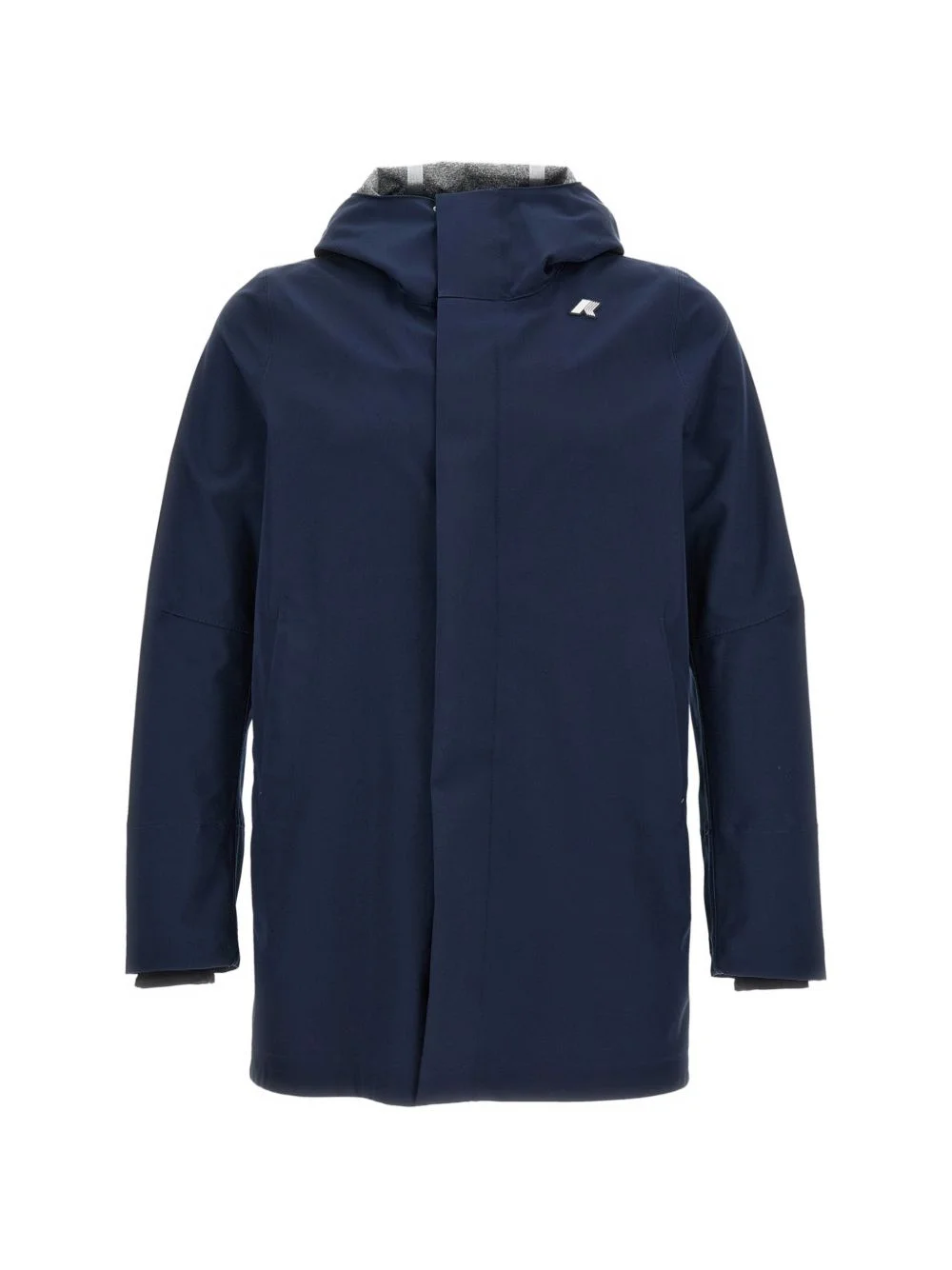 hooded logo-patch coat - 1