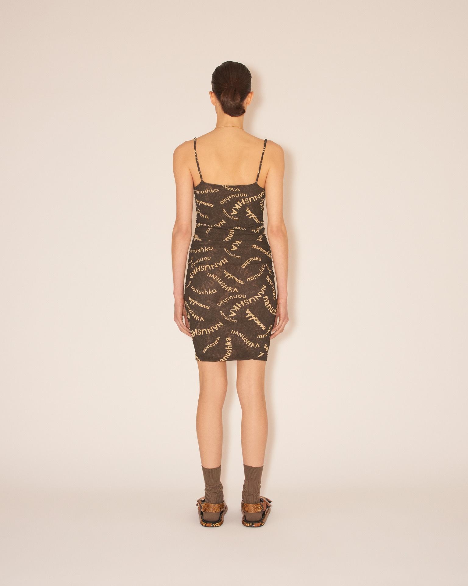 ADIE - Sleeveless mini dress with draped/ruched body - Hand drawn print - 5
