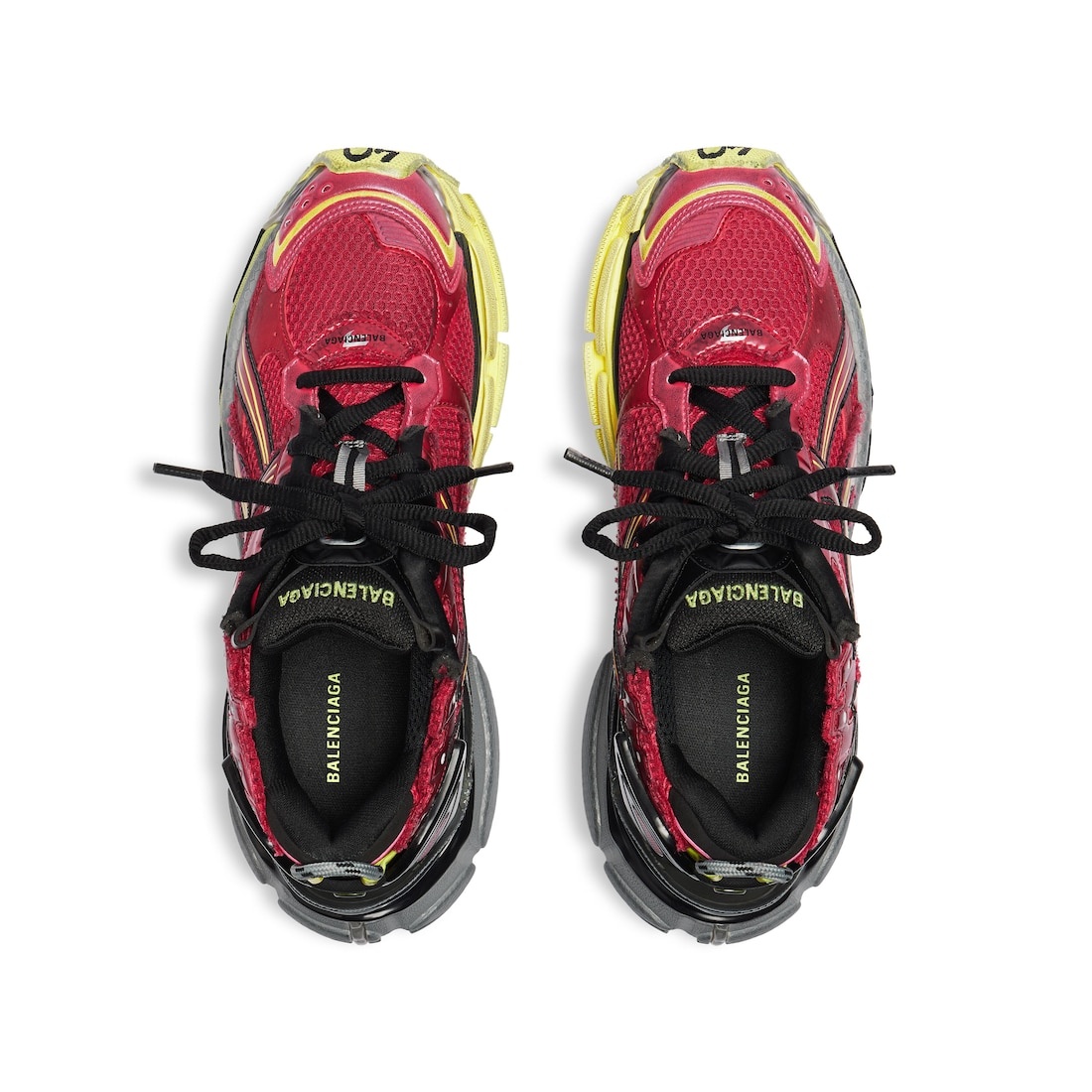 Men's Runner Sneaker in Red/neon Yellow/black - 6