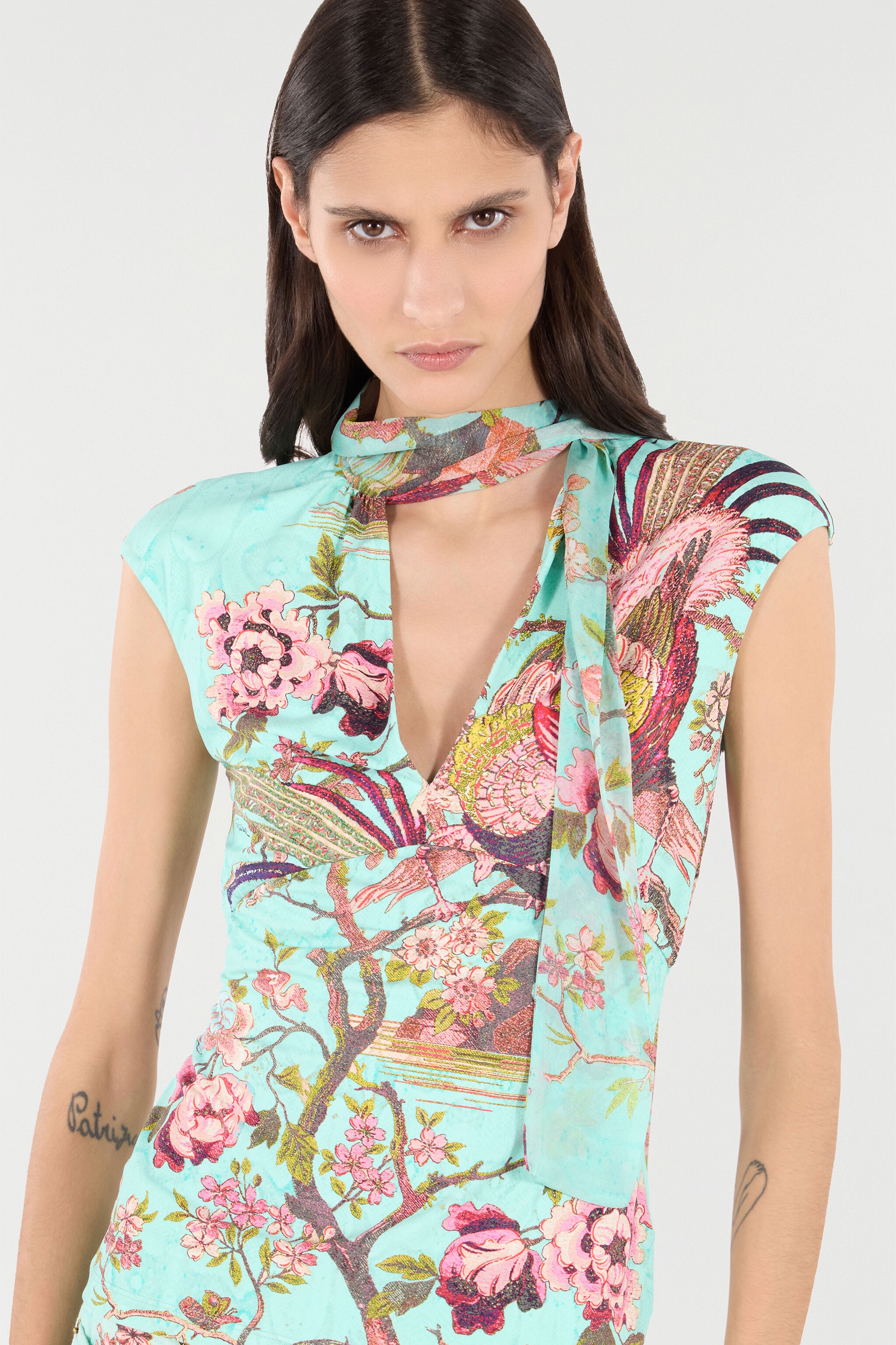 Floral & Pheasant Print Top - 6
