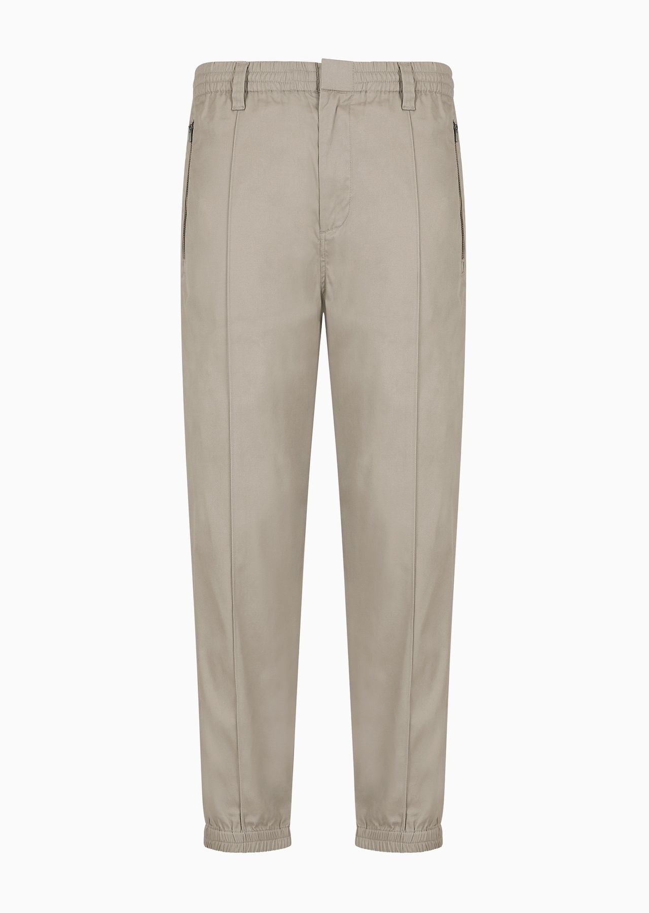 Comfortable cotton twill trousers with centre crease and stretch cuffs - 1