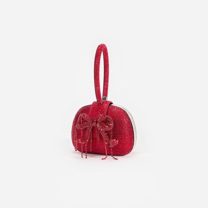 self-portrait Burgundy Rhinestone Top Handle Clutch Bag outlook