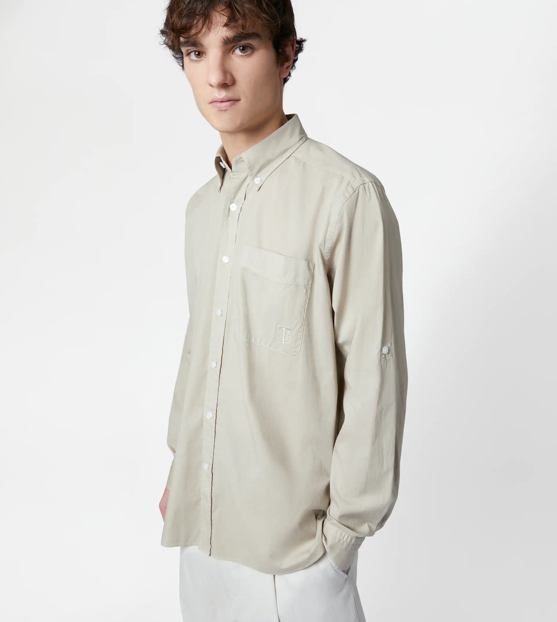 BUTTON DOWN COLLAR SHIRT - BEIGE - 7