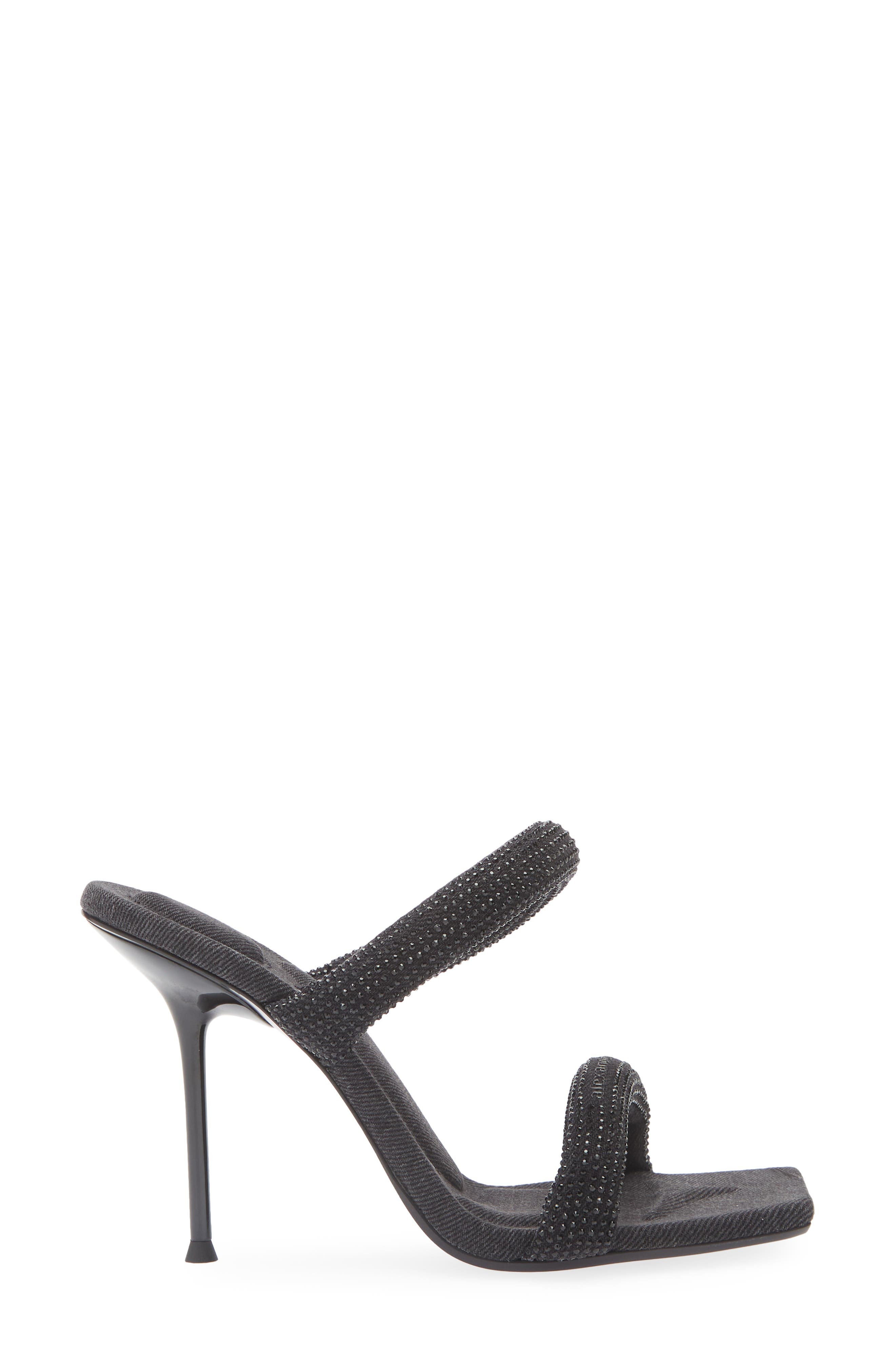 Alexander Wang Julie Tubular Crystal Embellished Slide Sandal in Washed Black at Nordstrom - 3