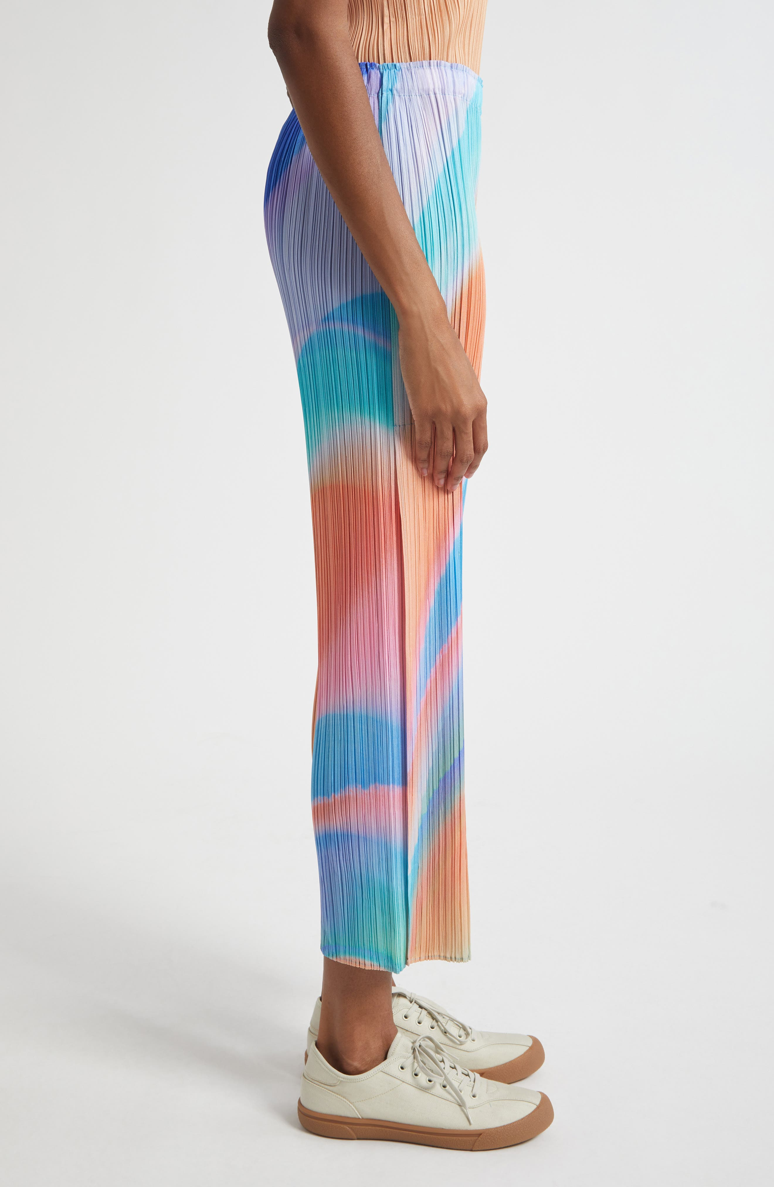 Pleats Please Issey Miyake Groove Pleated Ankle Pants in Blue at Nordstrom - 4