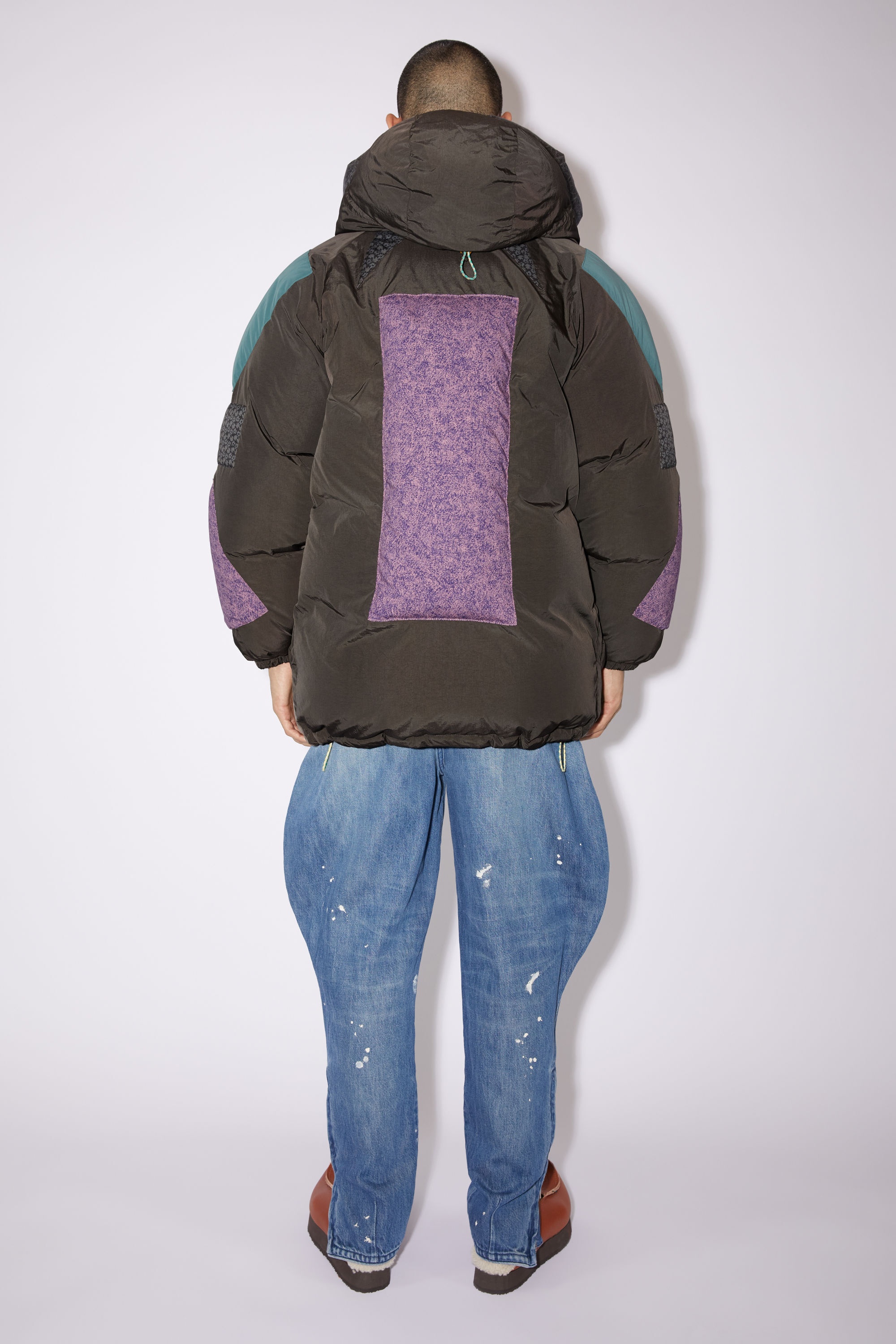 Hooded ripstop puffer jacket - Dark khaki/multi - 3