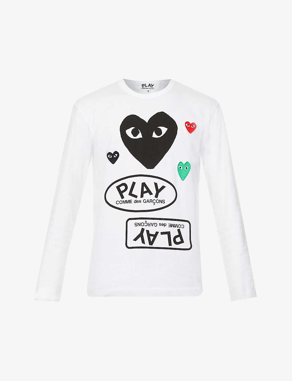 Comme des Garçons PLAY Branded graphic-print cotton-jersey top
