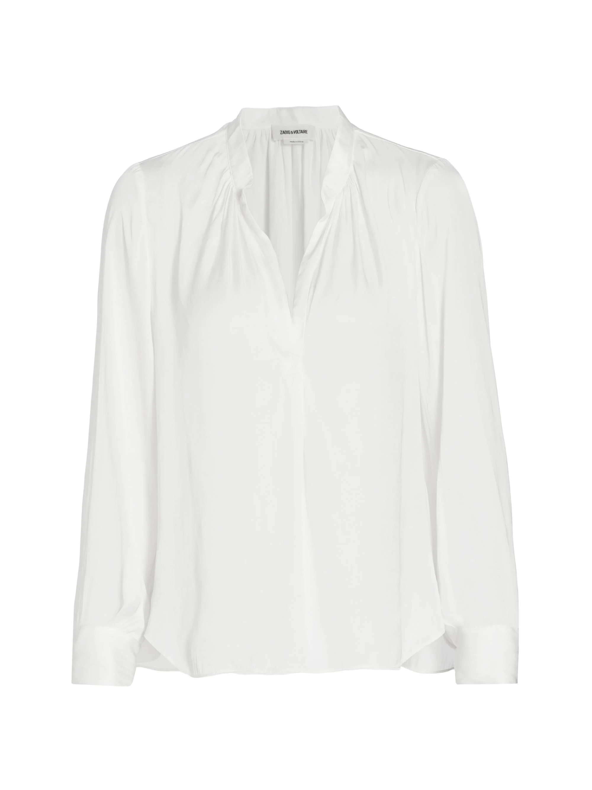 Women's Tink Draped Satin Blouse - Ecru - 1
