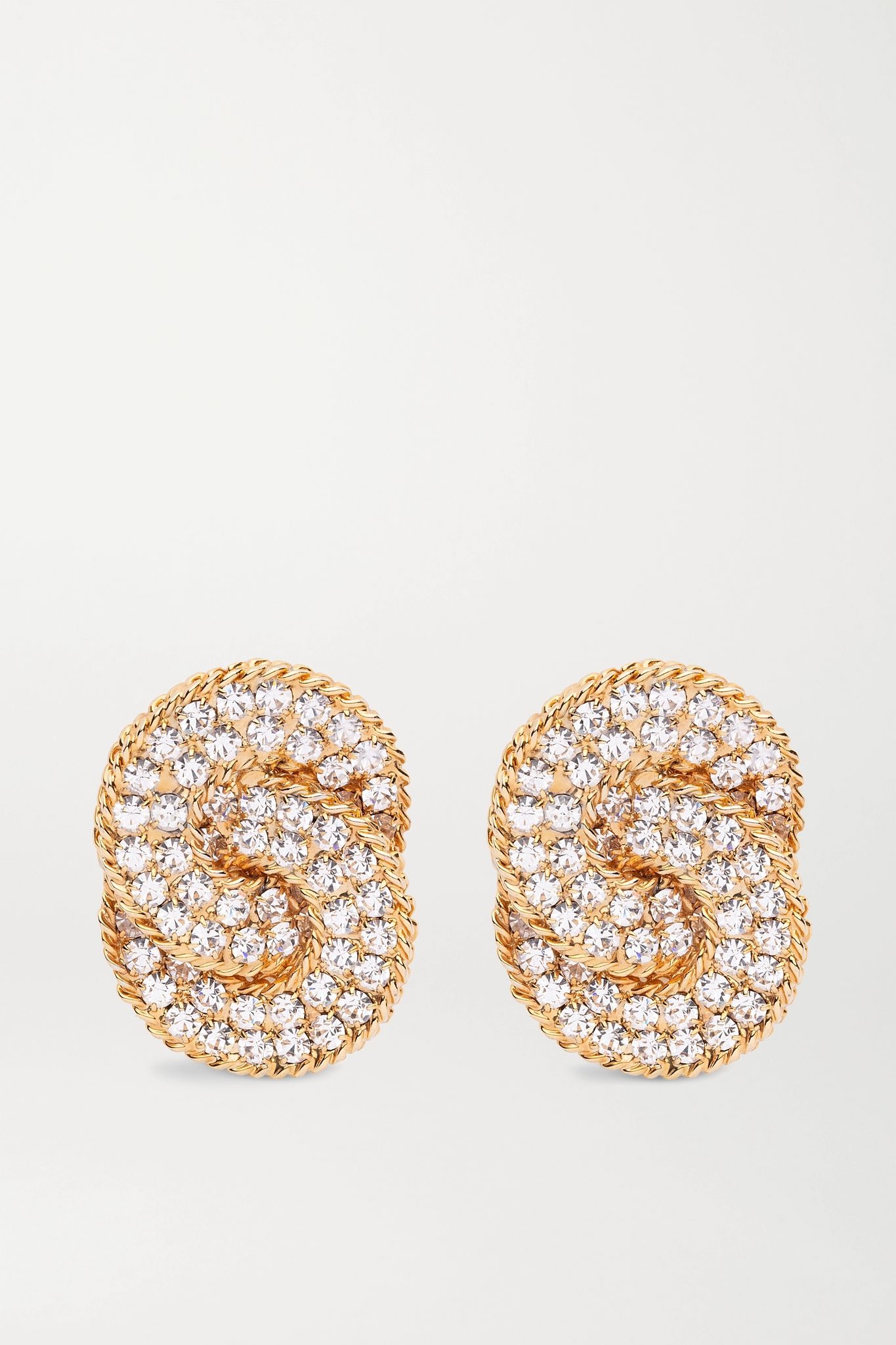 Oversized gold-plated crystal clip earrings - 1