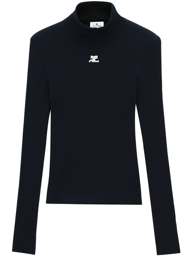 logo-patch mock-neck sweater 1