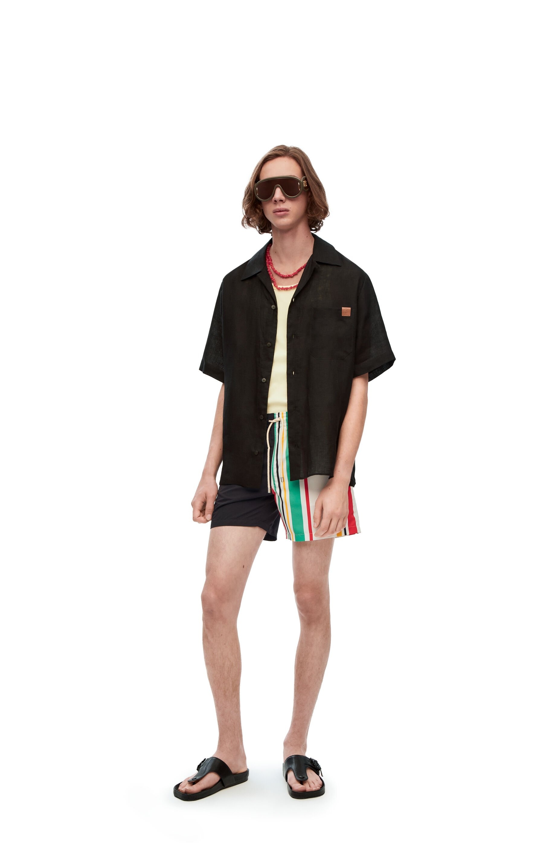 Asymmetric stripes swim shorts in polyester - 2