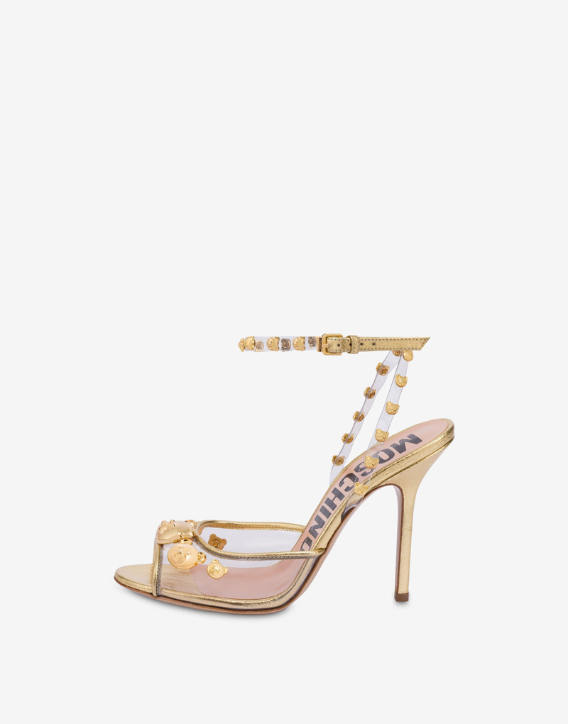 PVC TEDDY STUDS HIGH-HEELED SANDALS 2