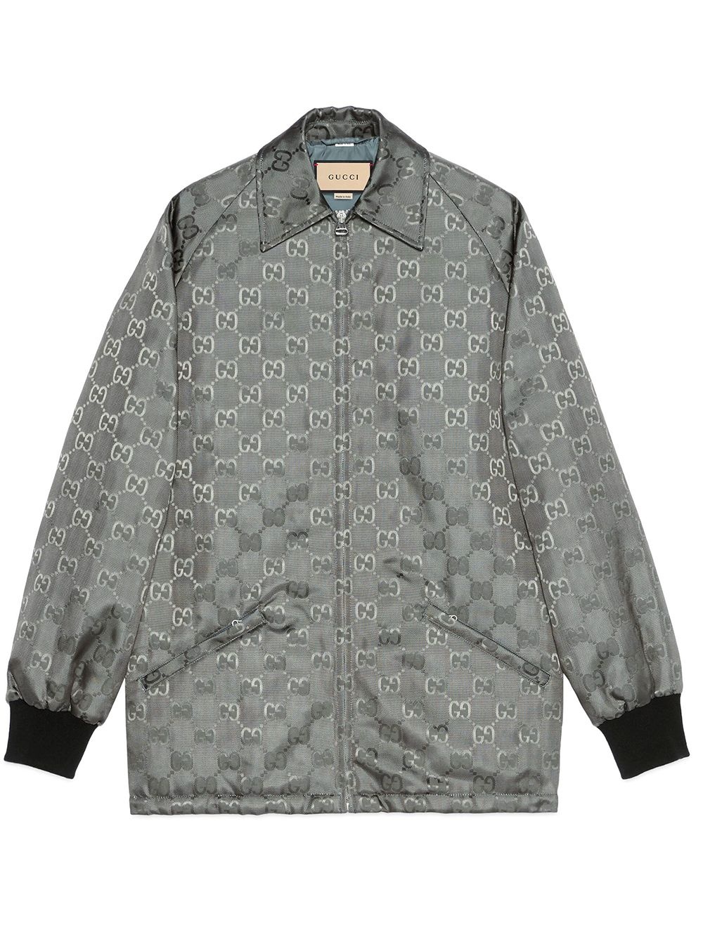 monogram-pattern zip-fastening coat - 1