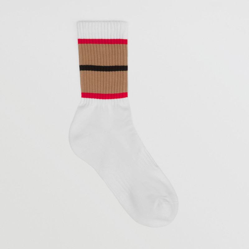 Stripe Detail Stretch Cotton Blend Socks 1