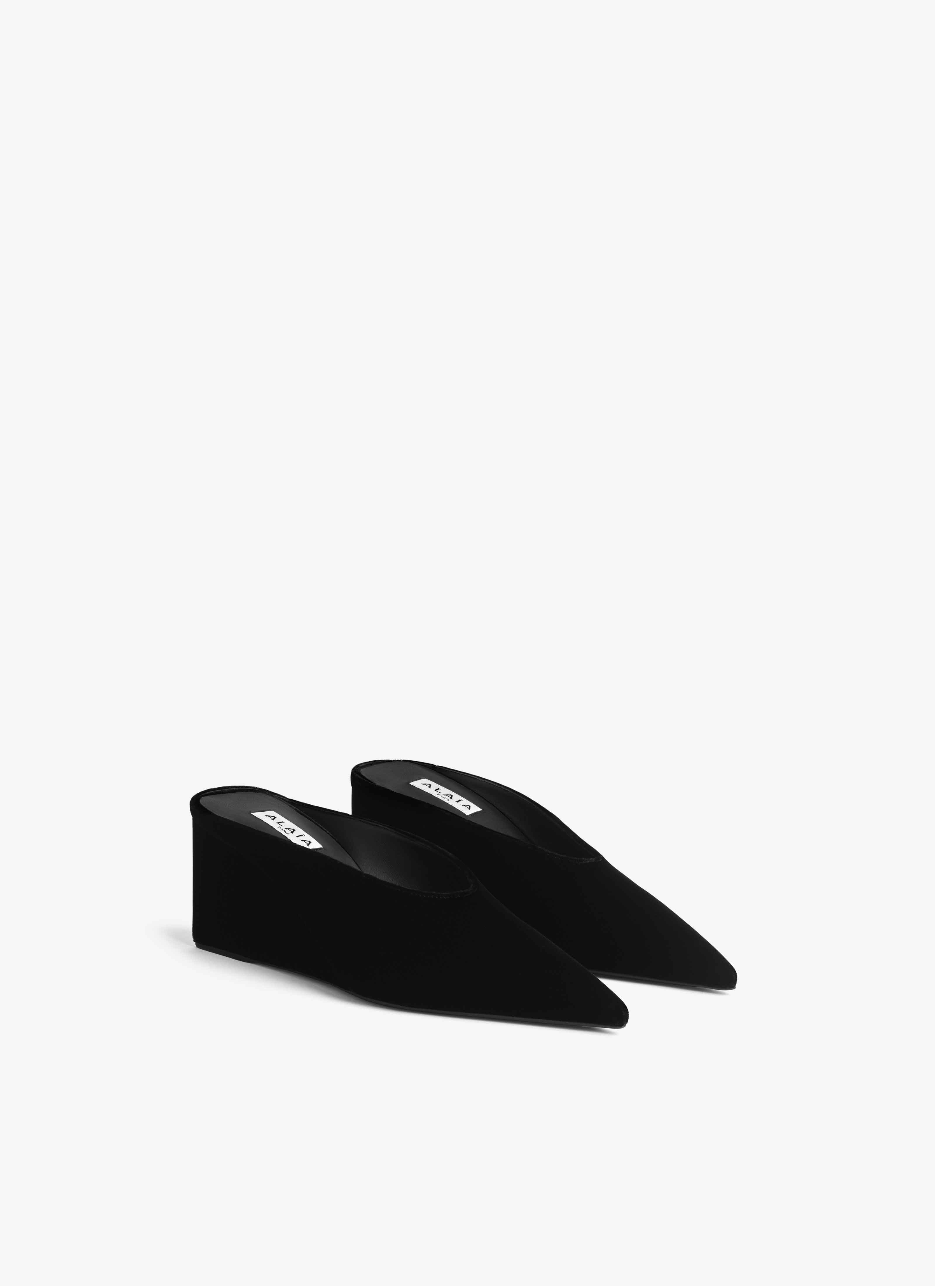 CUBE WEDGE MULES IN VELVET - 3