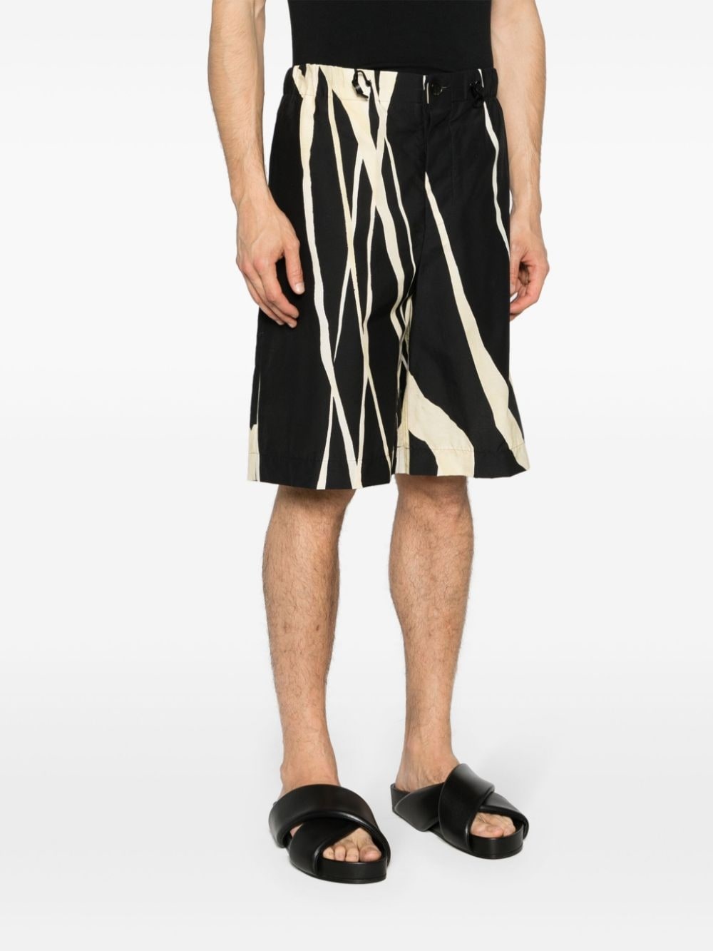 drawstring cotton-belnd bermuda shorts - 3