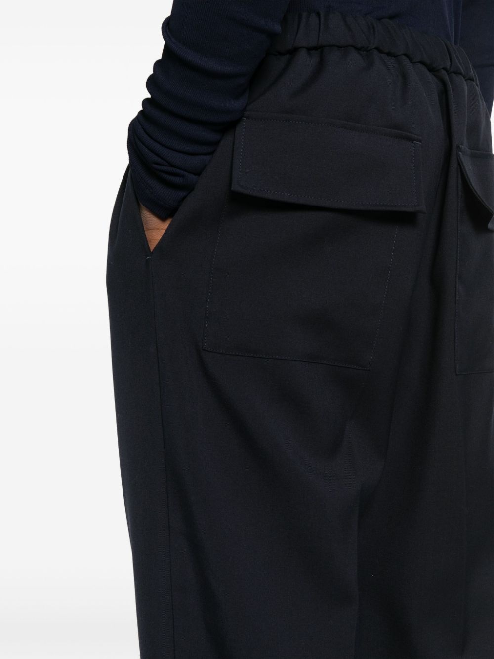 elasticated-waistband cotton trousers - 5