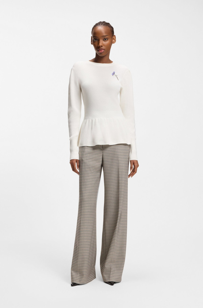 HUGO COTTON SWEATER WITH DETACHABLE FLORAL BROOCH outlook